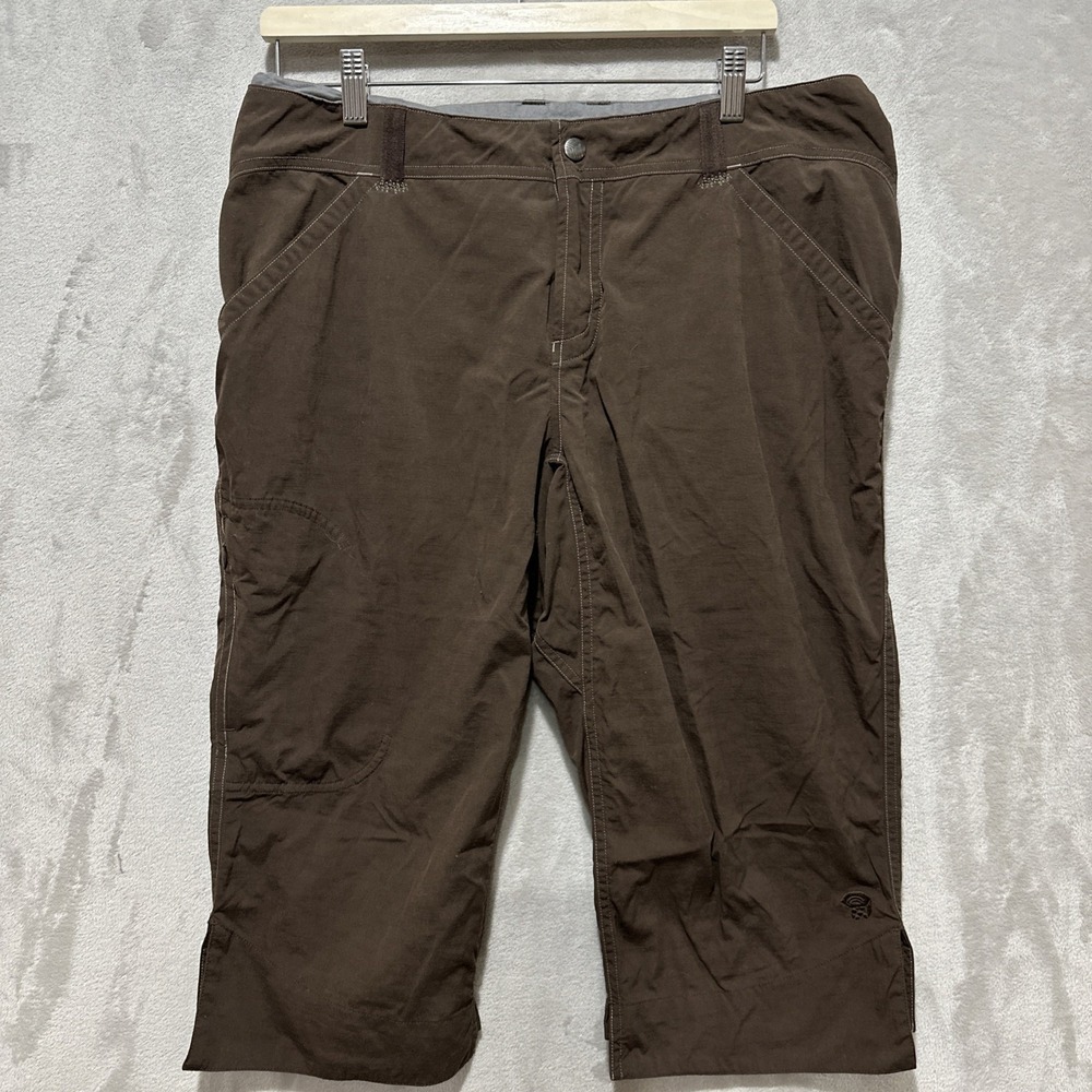 MOUNTAIN HARDWEAR Women's Capri‎ Pants Brown Hiking Size 12 Side Zip Pocket
